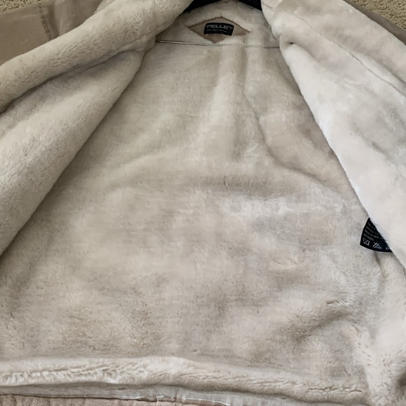 Pelle tan suede faux fur oversized heavy winter pea coat SZ M VTG 80s vintage - Picture 12 of 16